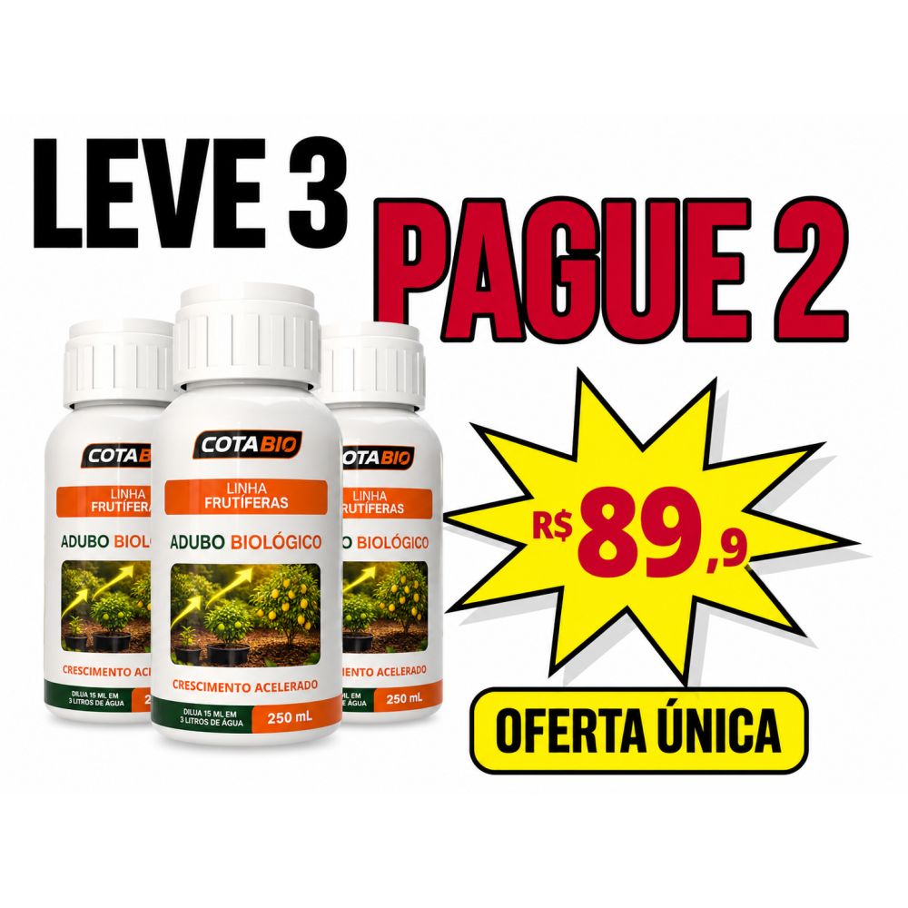 KIT FRUTA ADUBO BIOLÓGICO PAGUE 2, LEVE 3